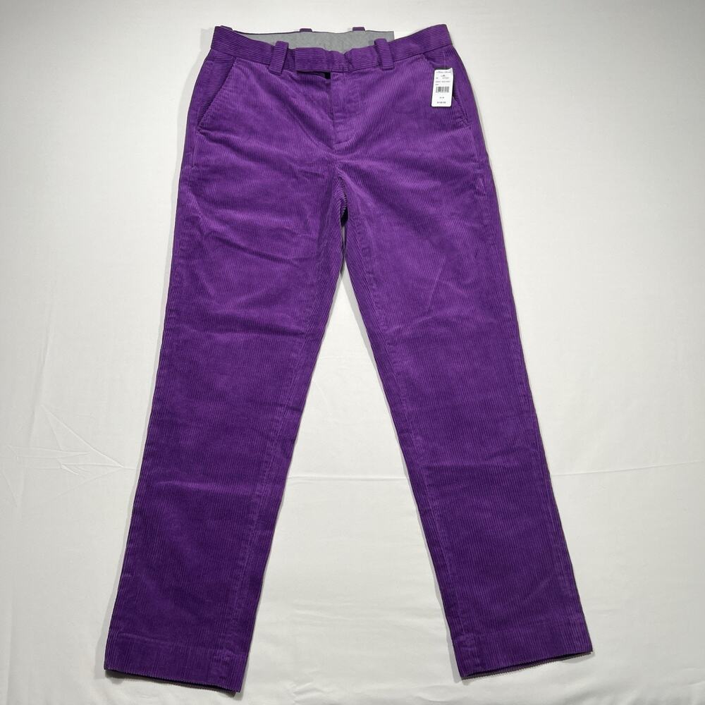 NWT Brooks Brothers Slim Purple Corduroy Pants Mens 32x30 Cotton Stretch Trouser